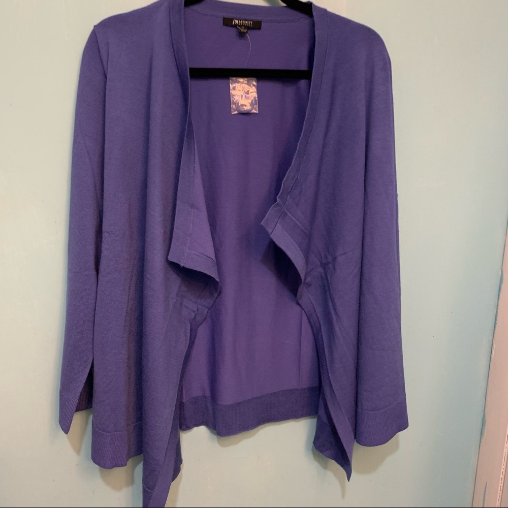 Affinity Business Casual Indigo Blue Long Sleeve Asymmetrical Cardigan, Sz. Med